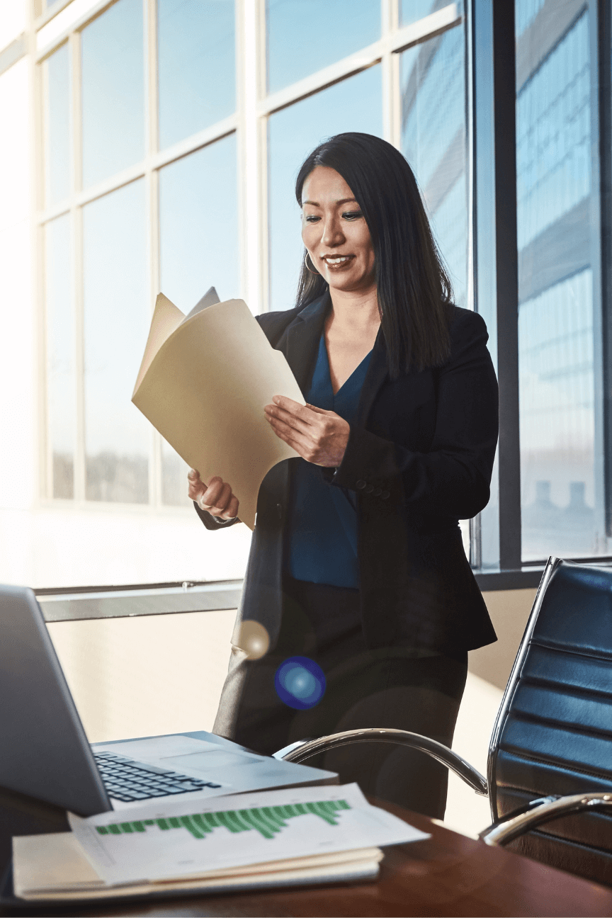 Executive woman reading documents